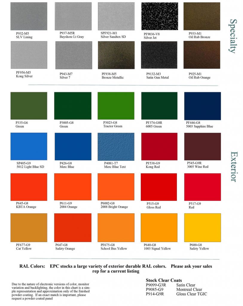 Color Selector - Erie Powder Coatings