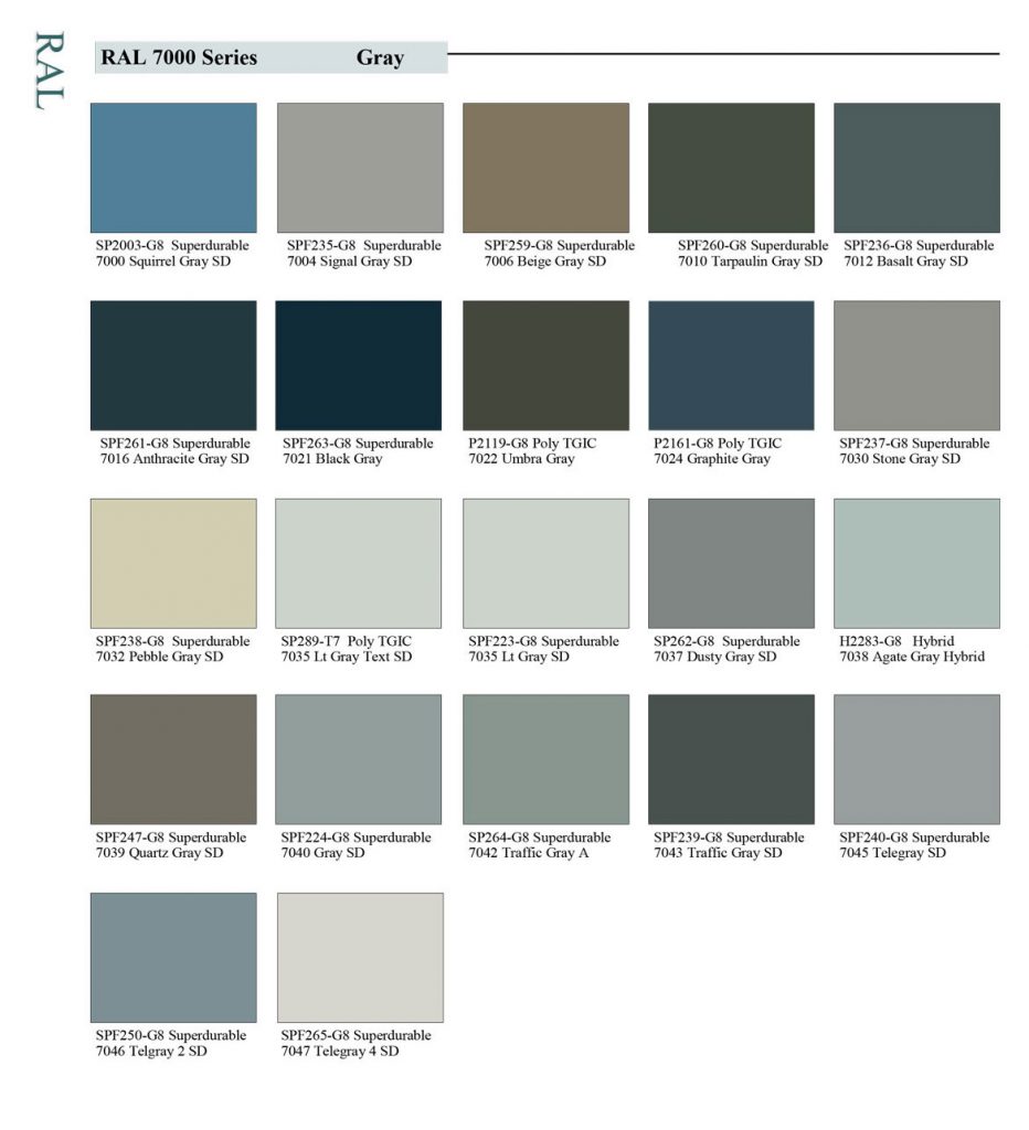 RAL Stock Colors - Erie Powder Coatings